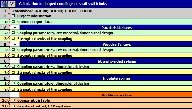 Shaped Couplings of Shafts with Hubs